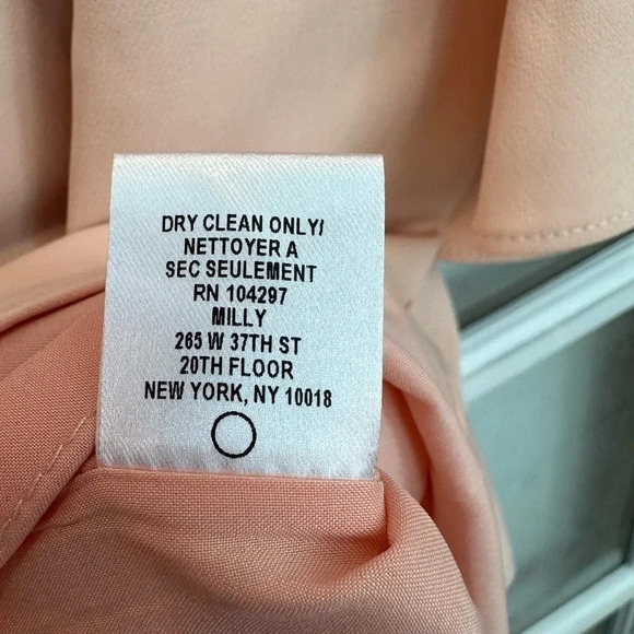 MILLY Selena Peach Italian Cady Off Shoulder Slit Side Sheath Dress Size 8 M NWT - Picture 8 of 13